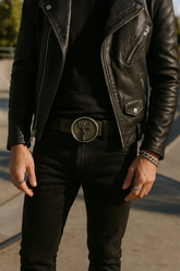 NEW Belt Buckle Silver Metal Grey Skeleton Skull Motorcycle Biker Bones Men